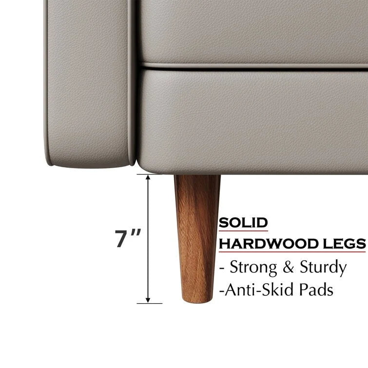 Stateside Upholstered Leather Square Arm Sofa Couch 70