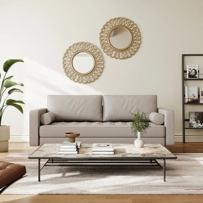 Stateside Upholstered Leather Square Arm Sofa Couch 70