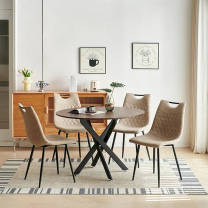 5 Pieces Dining Set,Table Metal Leg Mid-century Dining Table for 4-6 people With MDF Table Top,Pedestal Dining Table