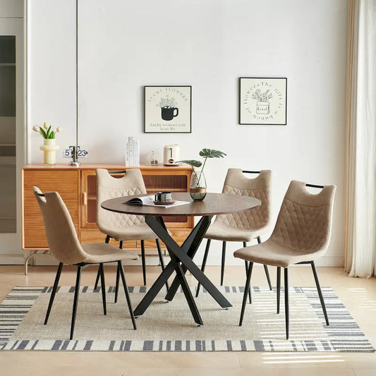 5 Pieces Dining Set,Table Metal Leg Mid-century Dining Table for 4-6 people With MDF Table Top,Pedestal Dining Table