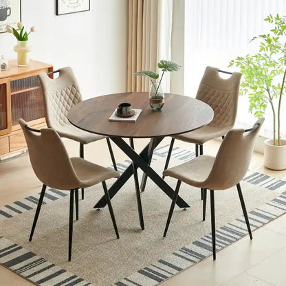 5 Pieces Dining Set,Table Metal Leg Mid-century Dining Table for 4-6 people With MDF Table Top,Pedestal Dining Table