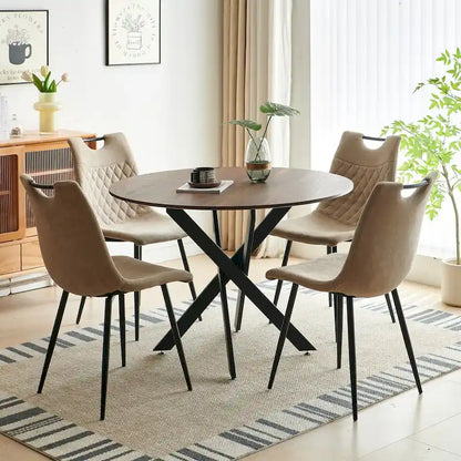 5 Pieces Dining Set,Table Metal Leg Mid-century Dining Table for 4-6 people With MDF Table Top,Pedestal Dining Table