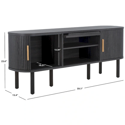 SAFAVIEH Home Tealla 2 Tambour & 1 Glass Lift Door Media Stand. - 59Wx15Dx24H