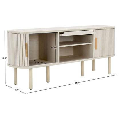 SAFAVIEH Home Tealla 2 Tambour & 1 Glass Lift Door Media Stand. - 59Wx15Dx24H