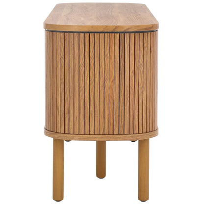 SAFAVIEH Home Tealla 2 Tambour & 1 Glass Lift Door Media Stand. - 59Wx15Dx24H