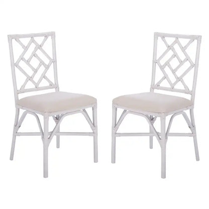 SAFAVIEH Maye Rattan Accent Chair with Cushion (Set of 2) - 18.5 W x 20.9 L x 35.8 H - 19Wx21Dx36H