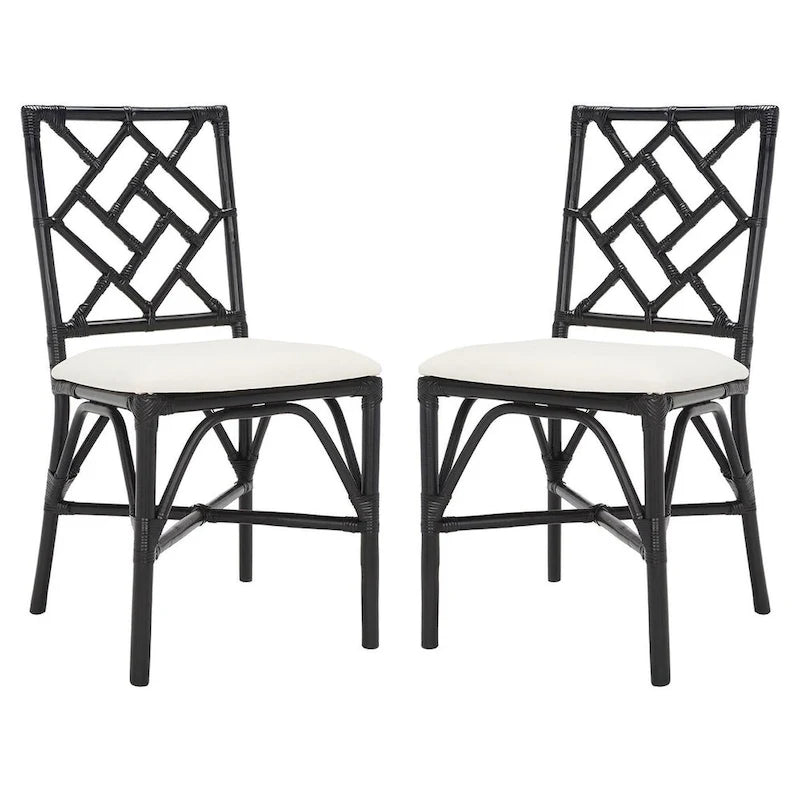 SAFAVIEH Maye Rattan Accent Chair with Cushion (Set of 2) - 18.5 W x 20.9 L x 35.8 H - 19Wx21Dx36H