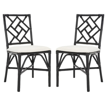 SAFAVIEH Maye Rattan Accent Chair with Cushion (Set of 2) - 18.5 W x 20.9 L x 35.8 H - 19Wx21Dx36H