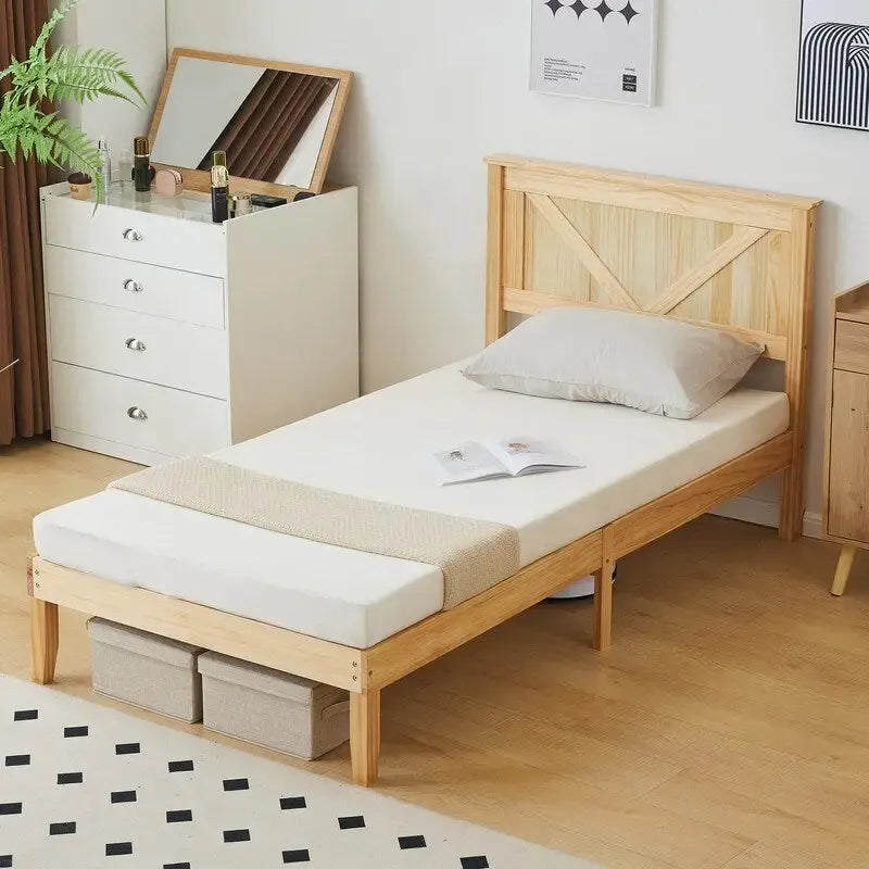 Wooden beds without footboards