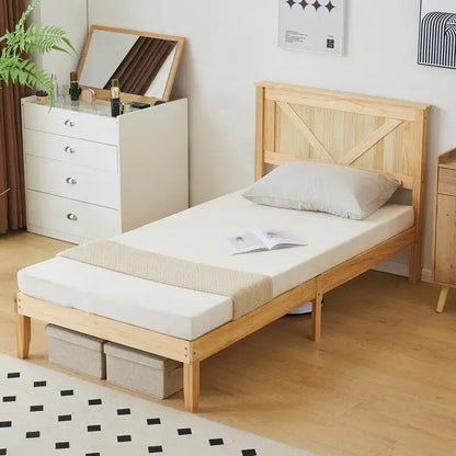 Wooden beds without footboards
