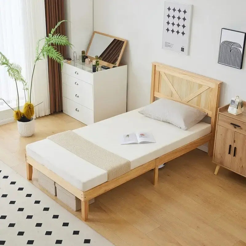 Wooden beds without footboards